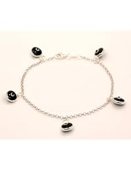 Evil Eye Murano Glass Bead Designer Sterling Silver Bracelet ST03, 7mm 7in