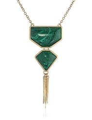 Lucky Brand Green Set Stone Pendant Necklace, 26"