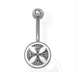 316L Surgical Steel - Celtic Logo Belly Ring - 14g 7/16" Length - Sold Individually