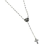 G by GUESS Fleur Shield Rosary Necklace, SILVER