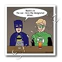 Super Hero Parody with Batman and Green Lantern at the bar - 8x8 Iron On Heat Transfer For White Material