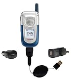 Retractable USB Hot Sync Compact Kit with Car & Wall Charger for the Samsung SPH-A760 - Gomadic Brand w/ TipExchange Technology