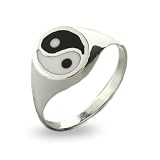 Black & White Sterling Silver Yin Yang Ring Size 10 (Sizes 5 7 8 9 10 11 12 Available)