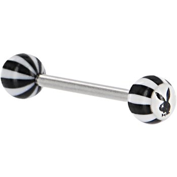 Playboy White LOGO INLAY Midnight BEACH BALL Barbell Tongue Ring