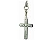 SILVER METAL ON CROSS CELL PHONE CHARM - RETAIL PACKAGING