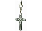 SILVER METAL ON CROSS CELL PHONE CHARM - RETAIL PACKAGING