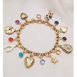 Good Luck Gold Tone Antique Charm Bracelet