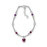 Fuschia Pink Butterfly Charm Bracelet Made with SWAROVSKI ELEMENTS Crystals and Pearls, Sterling Silver