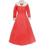 Girls Red Satin Christmas Dress with Bolero Jacket (Size 4, 6)