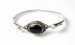 STERLING SILVER BANGLE BRACELET with Black Onyx