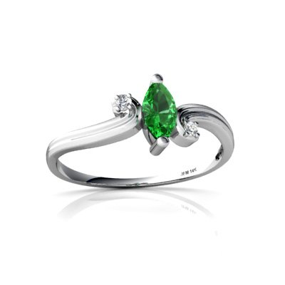 14K White Gold Marquise Created Emerald Ring Size 7 14K White Gold Marquise Created Emerald Ring Size 7