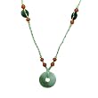 Harmony Circlet Green Cord Necklace w. Green and Red Jade