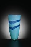 Light Aqua Vase with Medium Blue Stripes