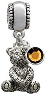 Teddy Bear Charm Bead with Brown Crystal