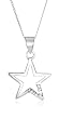 Silver White Cubic Zirconia Sequenced Open Star Pendant on adjustable curb Chain 41cm-46cm