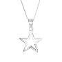 Silver White Cubic Zirconia Sequenced Open Star Pendant on adjustable curb Chain 16"-18"
