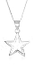 Silver White Cubic Zirconia Sequenced Open Star Pendant on adjustable curb Chain 16