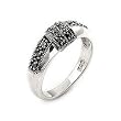 Curved 2 Row Round Marcasite Ring