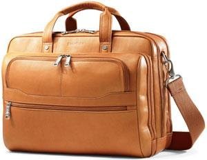 Samsonite Durham Colombian Leather 2 Pocket Briefcase Tan On Sale