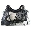Gigi Chantal Black Jacquard Patchwork Purse with Crocodile Trim