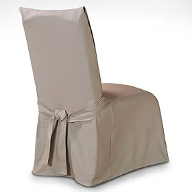 Sure Fit Cotton Duck Long Dining Room chair Cover - Linen