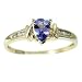 Jewelry : 0.45ct.tw pear shape cut tanzanite & 0.06ct.tw diamond in 14k yellow gold ring