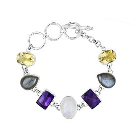 54.69CTW RAINBOW MOONSTONE AND BLUE LABRADORITE AND AMETHYST AND CITRINE... by JTV