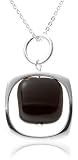 Sterling Silver Black Onyx Bead Pendant, 16"-18"