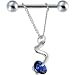 Sterling Silver 925 Twirl Chain Blue Crystal Spinner Nipple Shield
