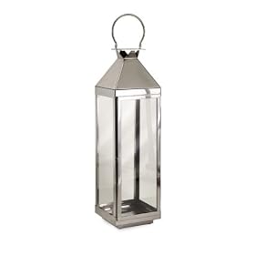 Decorative Candle Lantern Stratford 27 Inch Stainless Steel Lantern FREE SHIPPING by Accents For Elegance