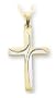 14k Yellow and White Gold Hollow Swirl Style Cross on 18" Yellow Gold Chain