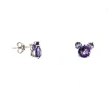 Sterling Silver Disney Mickey Mouse Head Amethyst Gemstone Stud Earrings