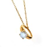 10K YG March Birthstone Small Ring Charm-Aquamarine