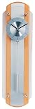 Brush Chrome and Wood Pendulum Wall Clock with Glass Face