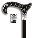 Elegance Diamonds & Pearls Black Walking Cane