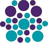 Set of 30 - Turquoise / Purple Circles Polka Dots Vinyl Wall Graphic Decals Stickers