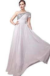 Chiffon/Taffeta/Tulle One Shoulder Crystals Lace Crystal Applique Beaded Evening Dress 