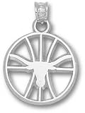 Texas Longhorns Solid Sterling Silver Longhorn Pierced Basketball Pendant