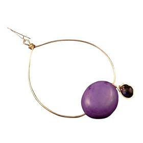 Purple Turquoise and Lolite Futuristic Hoop Earrings