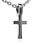 Men's Grey Titanium Polished Cross Pendant, 18