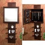 Ladder Shelf Wall Mount Jewelry Mirror - Espresso