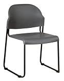(2 Pack) Stack Chair with Plastic Seat and Back In Grey Finish By Office Star