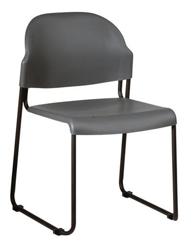 Kitchen:  2 Pack  Stack Chair with Plastic Seat and Back In Grey Finish By Office Star