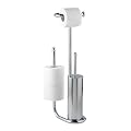 WENKO 18730100 Stand WC-Garnitur Universalo - mit Ersatzrollenhalter, Chrom, 23 x 62.5 x 20 cm