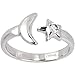 Solid 14K White Gold Star and Moon Cubic Zirconia title=