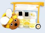 Little Twig Organic Bath Travel Basics Set with Bumble Bee Bath Mitt - Made in USA