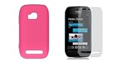 Nokia Lumia 710 (T-Mobile) Premium Combo Pack - Pink Silicone Soft Skin Case Cover + Atom LED Keychain Light + Screen Protector