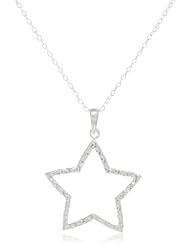 Sterling Silver Hammered Star Pendant Necklace, 18"