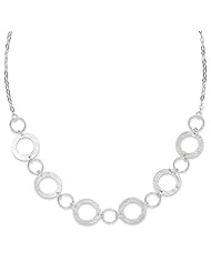 Sterling Silver 18 Inch Polished & Textured Fancy Circle Necklace