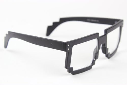 Pixel Glasses 8 Bit Retro Clear Lens Sunglasses Nerd Geek Party Computer Black